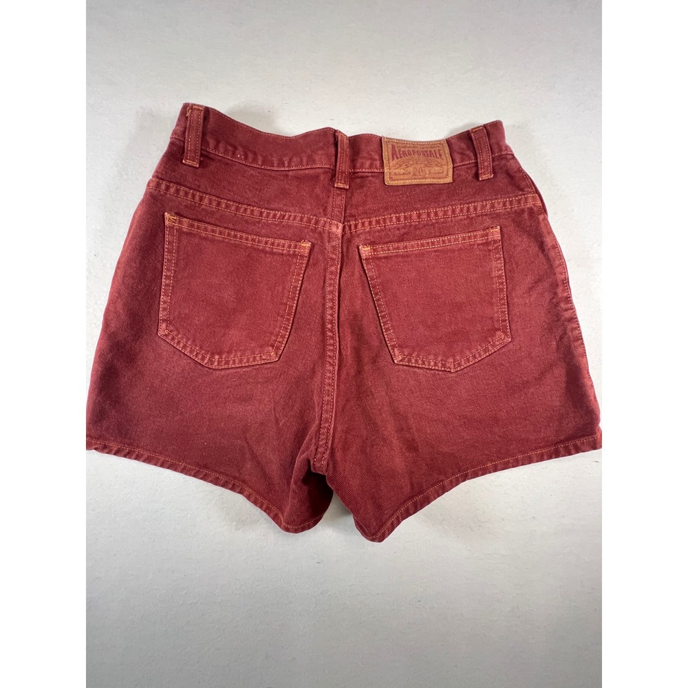 Aeropostale Vintage 90s High Waisted Denim Shorts Burgundy Made in USA Size 6